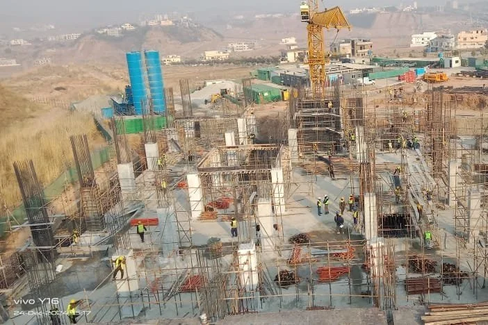 The Novacare Hospital Islamabad site in December 2024, with the first floors of the structure standing